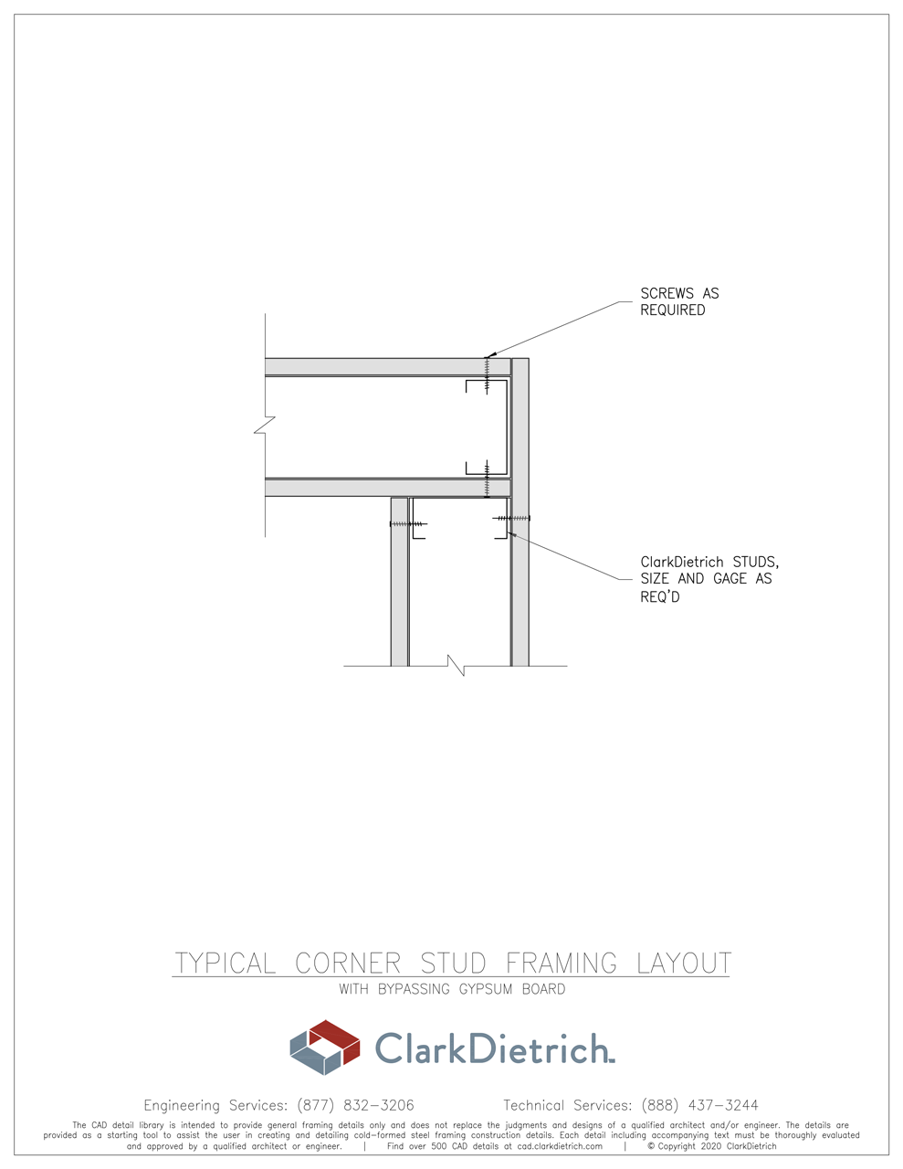 Wall corner framing with bypassing gypsum